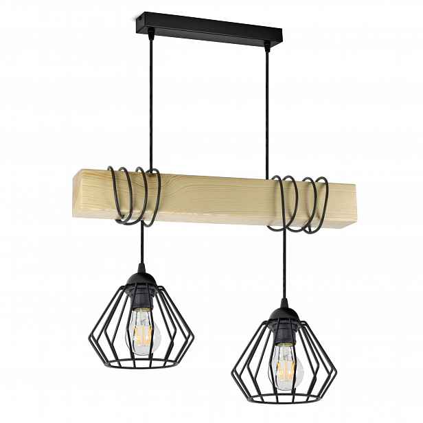 Závěsná lampa Lustr Černá Dřevěný Led paprsek