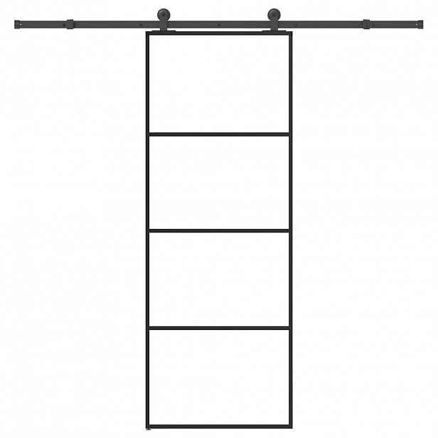vidaXL Posuvné dveře s kováním 76x205 cm ESG sklo a hliník