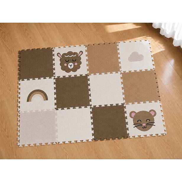 Hnědá hrací podlaha puzzle 12 dílů MYŠKA