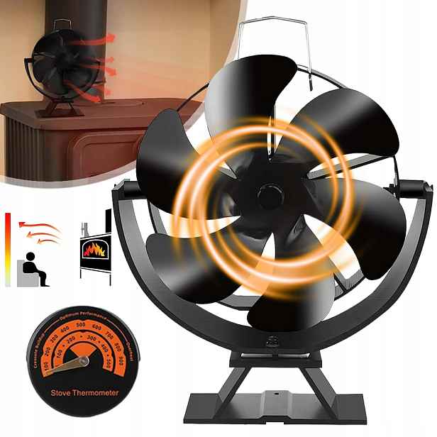 Krbový Ventilátor Bez Elektřiny, Tichý Krbový Ventilátor Se 6 Lopatkami