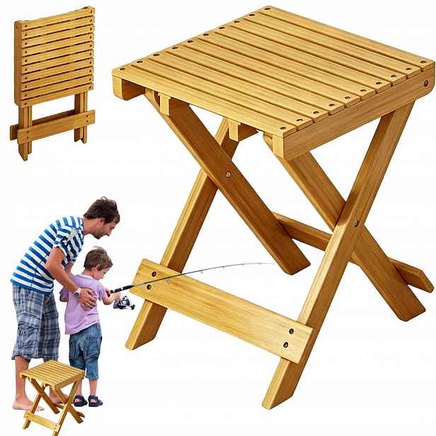 Skládací Stolek Na Balkon Terasa Do Zahrady 28X40 CM Turistický Stůl Hnědý