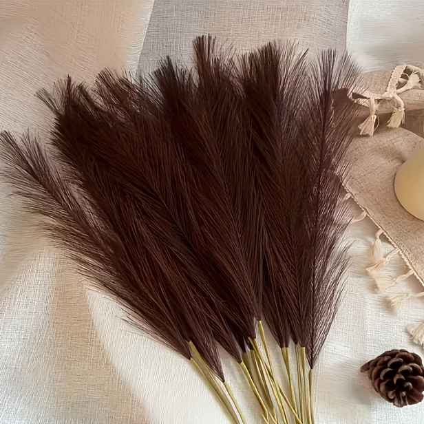 TEMU 11ks Umělá Tráva Pampas - Bohémská Vysoká Dekorace na Stůl s Hnědými a Bílými Trsy Trávy Pampas, Zimní Vánoční Velikonoční Jarní Promoce,