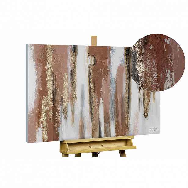 KUNSTLOFT RUČNĚ MALOVANÝ AKRYLOVÝ OBRAZ BÍLÝ/HNĚDÝ, 100/75 CM