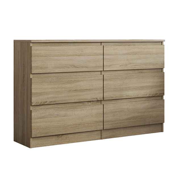 MASSENO KOMODA ALLEGRA, 120/77/33 cm s 6 zásuvkami, dub Sonoma