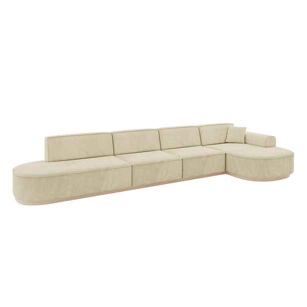 ALTDECOR ROHOVÁ SEDAČKA s otomanem, pravá MARI-L3-v1 413x171x83 Béžová Velur