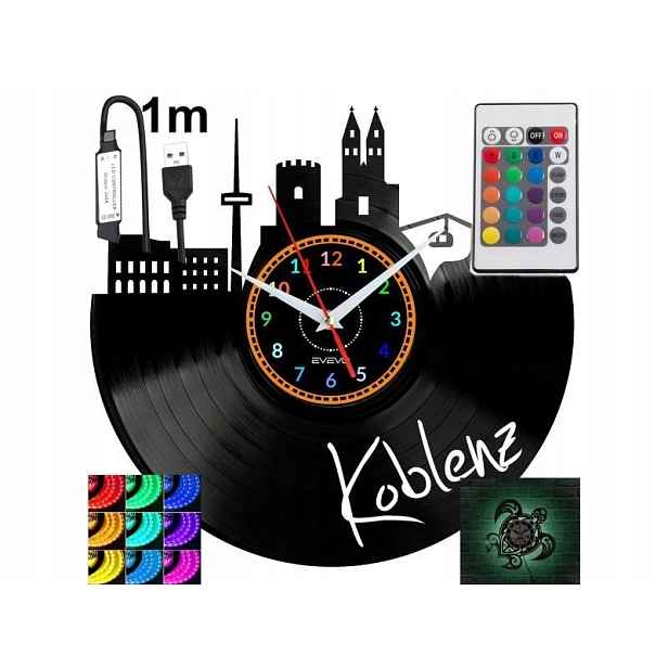 Koblenz Dárek Originální dekorace do domu Hodiny z vinylové desky