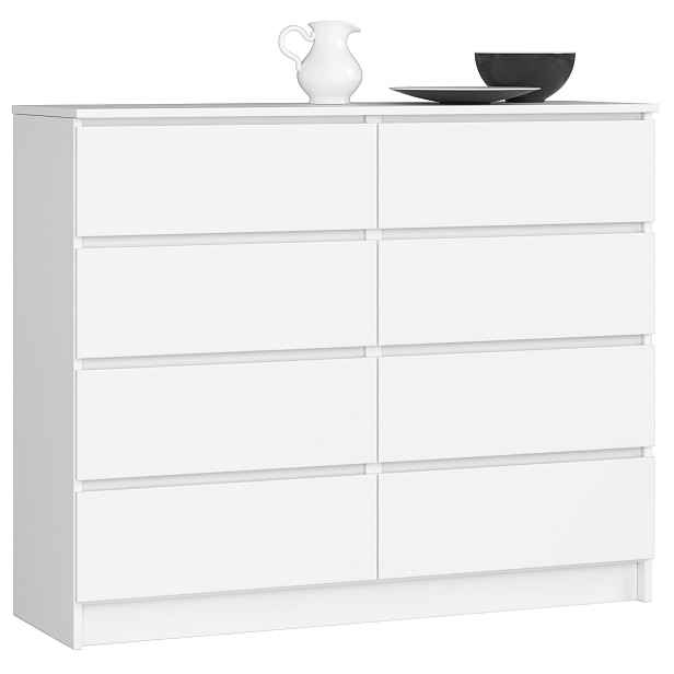 Komoda skříňka K120 8 zásuvek bílá Akd