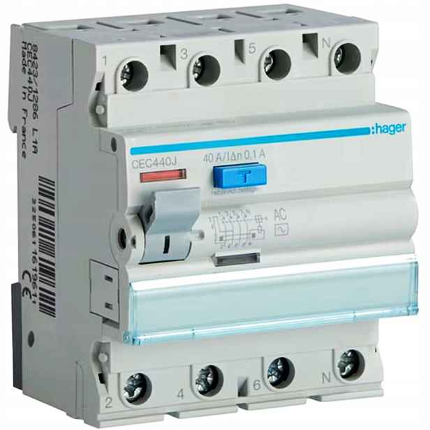 Rccb Proudový chránič 3P+N 40A 100mA 6kA Ac CEC440J Hager