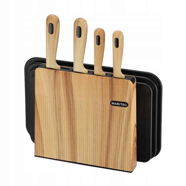 Sada nožů a krájecích prkének v bloku Maestro MR-1415-WOODEN