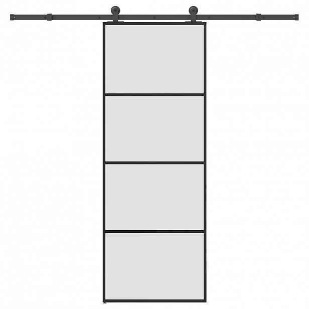 vidaXL Posuvné dveře s kováním 76x205 cm ESG sklo a hliník