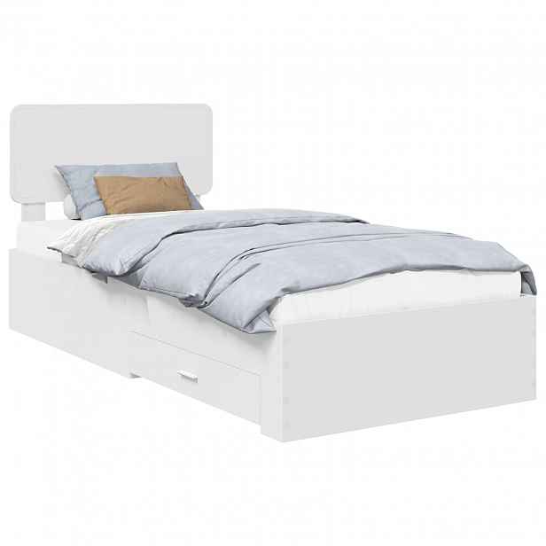 vidaXL Rám postele se zásuvkou Bílá 90 x 190 cm Kompozitní dřevo