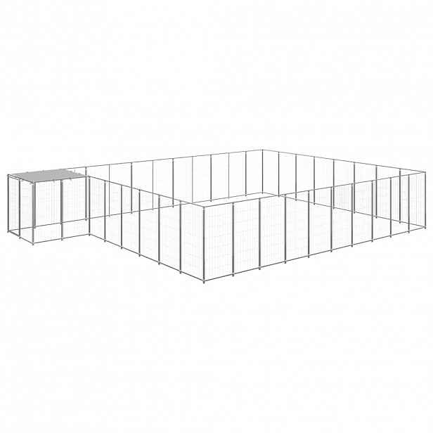 vidaXL Psí kotec stříbrný 25,41 m² ocel