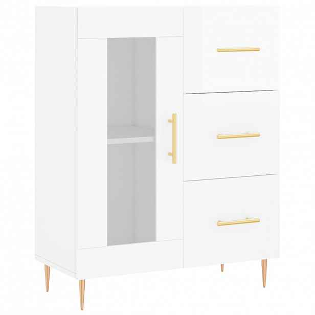 vidaXL Příborník bílý s vysokým leskem 69,5x34x90 cm kompozitní dřevo