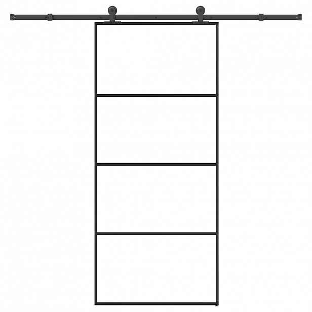 vidaXL Posuvné dveře s kováním 90x205 cm ESG sklo a hliník