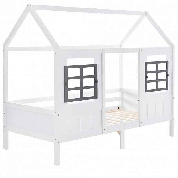 CHICFURN DĚTSKÁ POSTEL 90/200 cm v bílé barvě s okny
