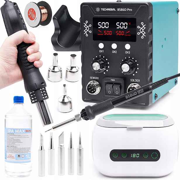 Pájecí Stanice Techrebal 8586 2V1 Hot Air Ultrazvuková Myčka Sada Hq