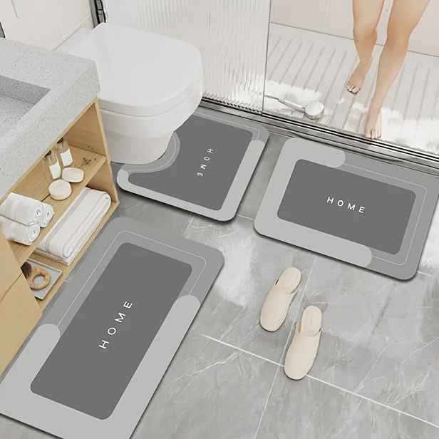 TEMU Sada 3 ks koupelnových rohoží z diatomitu, protiskluzové, 100% , 1500 g/m², tloušťka 0,3 cm, obdélníkové koupelnové předložky do kuchyně,