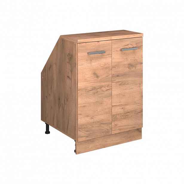 Vicco KUCHYŇSKÁ SKŘÍŇKA POD ŠIKMOU STŘECHU R-Line Zlatý mocný dub 60 cm se 2 dveřmi, korpus skříně hloubka 60 cm