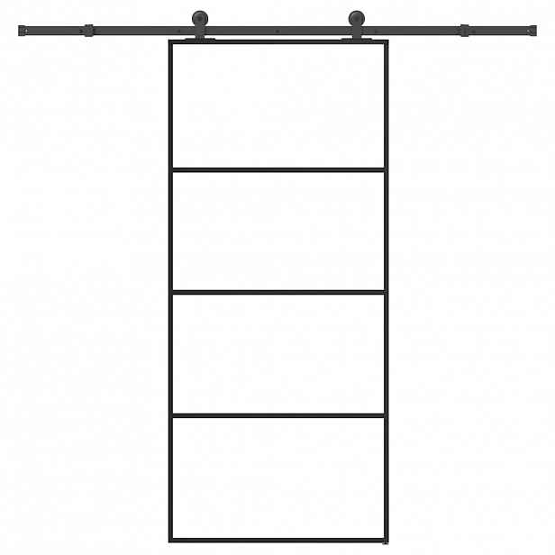 vidaXL Posuvné dveře s kováním 90x205 cm ESG sklo a hliník