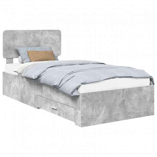 vidaXL Rám postele s čelo Betonově šedá 90 x 190 cm Kompozitní dřevo