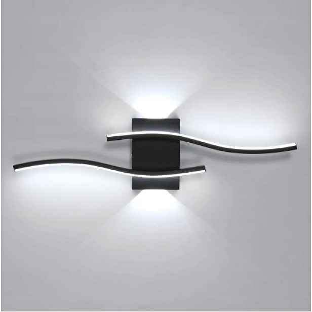 Lampa Scienna Led Kinkiet Czarna Nowoczesna Do Salonu Korytarz 20W 6500K