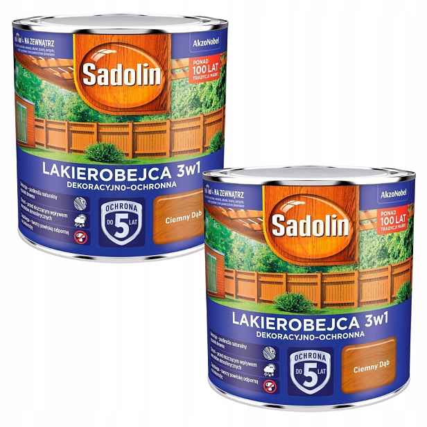 Sada Sadolin Lakobejca 3v1 2x2,5L Dekoračně-ochranná Tmavý Dub 5L
