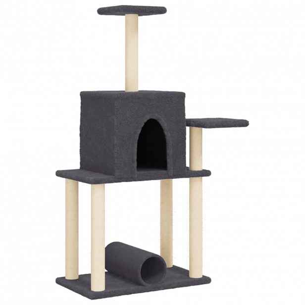 vidaXL Škrabadlo pro kočky se sisalovými sloupky tmavě šedé 122 cm