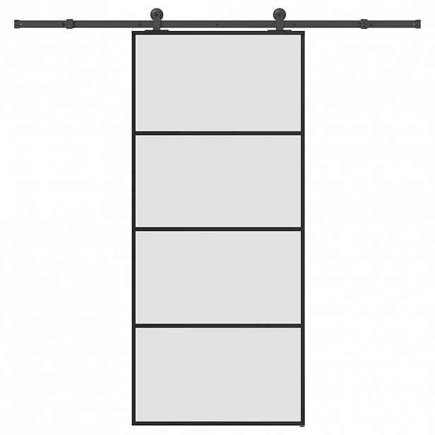 vidaXL Posuvné dveře s kováním 90x205 cm ESG sklo a hliník
