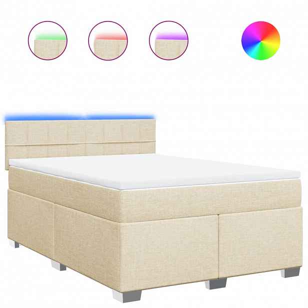 vidaXL Box spring postel s matrací krémová 140x200 cm textil