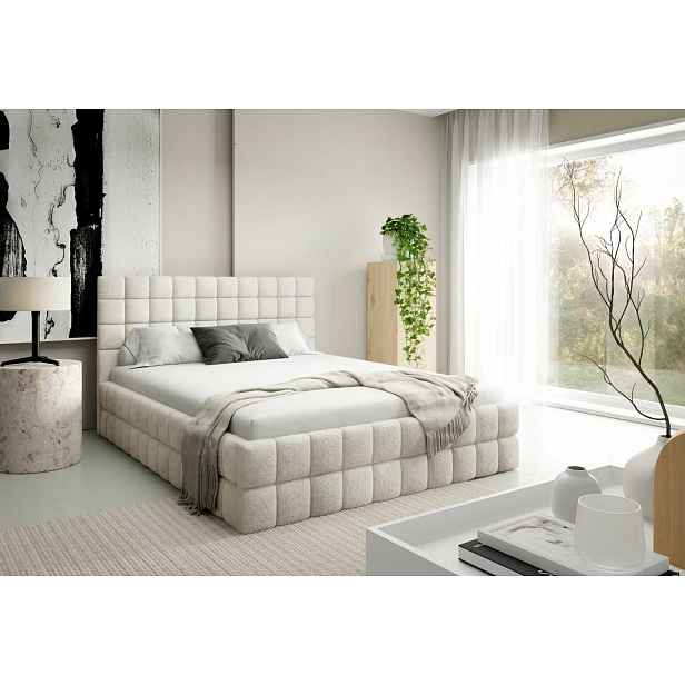 Čalouněná postel 180x200 LAILA s úložným prostorem - ecru 2
