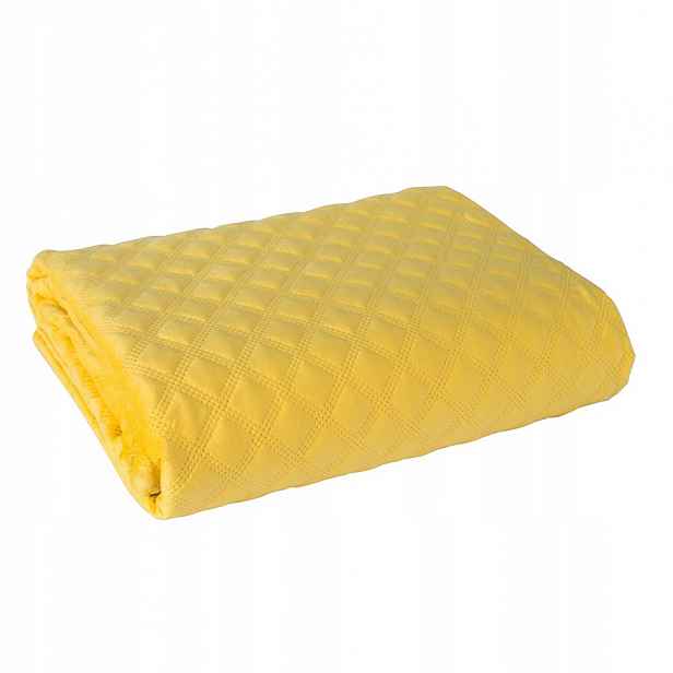 Dekorativní přehoz Velvi 170x210 prošívaný s geometrickým vzorem, žlutý