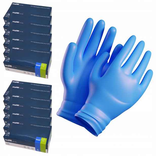 Nitrilové rukavice Bezpudrové Easycare Zarys modré, velikost L, 10 balení