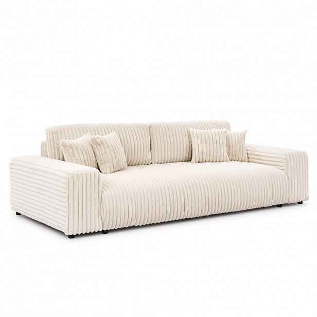 S-Style POHOVKA BIG SOFA Mollis s funkcí spaní a úložným prostorem ve světle béžové barvě z plyšového manšestru