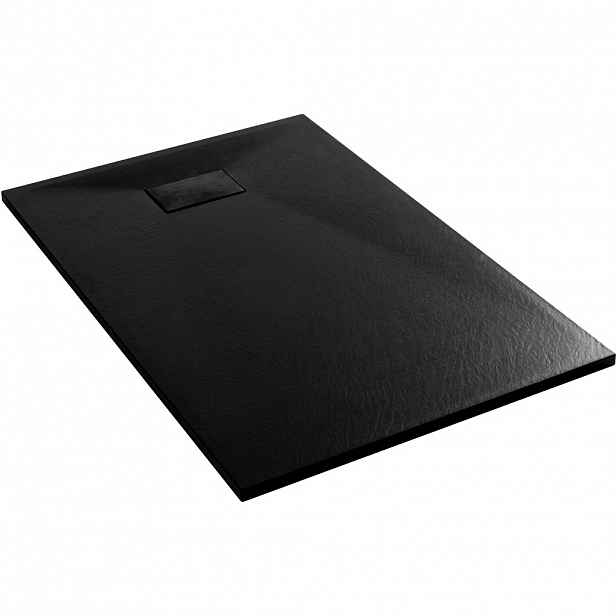 Sprchová vanička obdélníková Gusto - SMC/minerální kompozit - strukturovaná černá matná - 120x90x3 cm