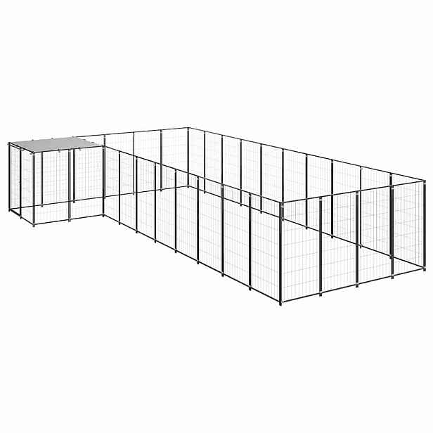 vidaXL Psí kotec černý 13,31 m² ocel