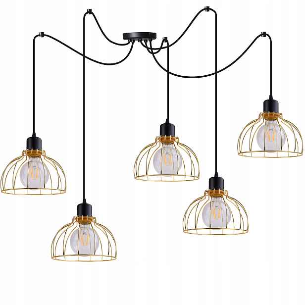 Závěsné Stropní Svítidlo Lustr Zlatý Pavouk Loft Moderní Do Obývacího Pokoje