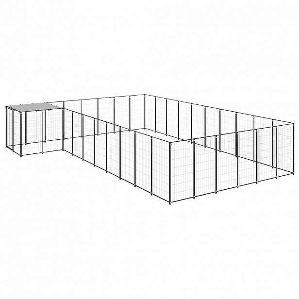 vidaXL Psí kotec černý 19,36 m² ocel