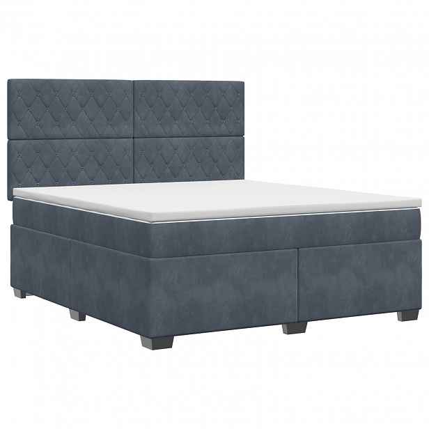 vidaXL Postel boxspring s matrací s čelo Tmavě šedá 140 x 190 cm Samet