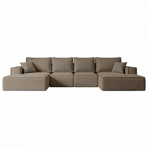 ALTDECOR SEDACÍ SOUPRAVA s funkcí lůžka a úložným prostorem pod postelí SIERRA-U-S – 349 x 161 x 87 cm, hnědá barva, velur