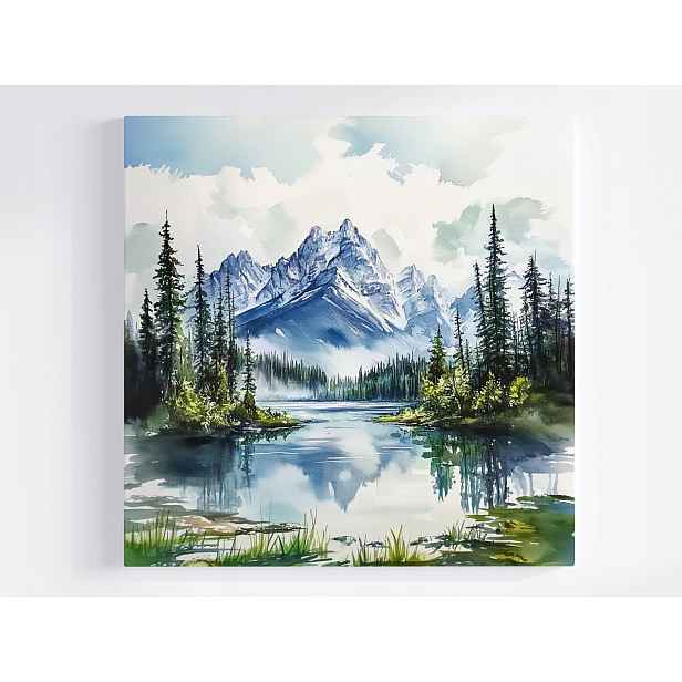 Obraz Na Plátně Canvas Krajina Sever Kanada Hory Les Jezero Příroda 50x50