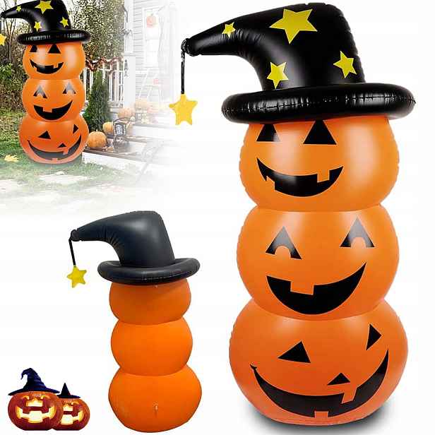Voděodolná Nafukovací Halloweenská Dýně S Led Osvětlením, Oranžová