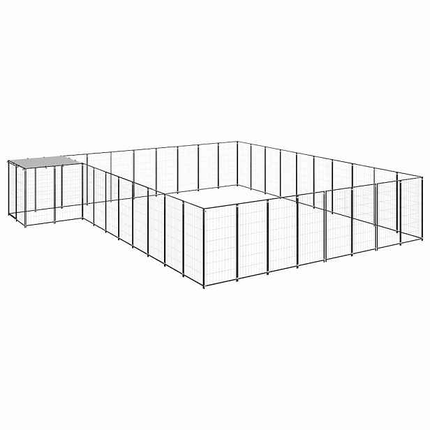 vidaXL Psí kotec černý 25,41 m² ocel