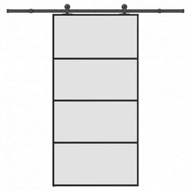 vidaXL Posuvné dveře s kováním 102,5 x 205 cm ESG sklo a hliník