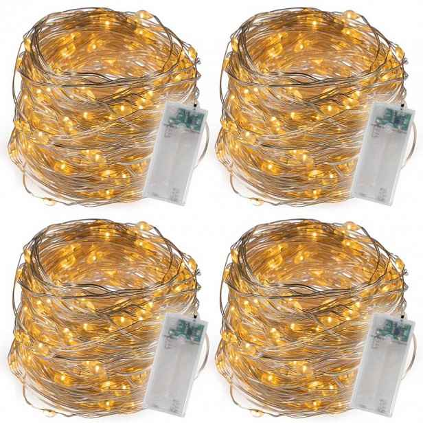 Sada 4  kusů světelných drátů 40 LED, teplá bílá