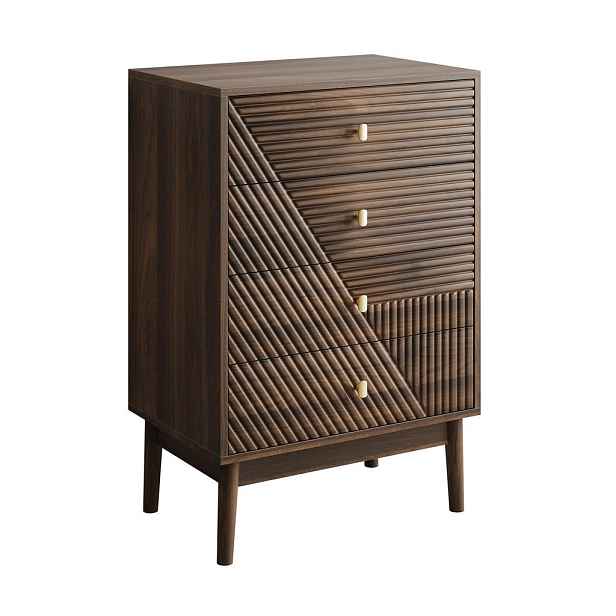 Urban Meuble SIDEBOARD 60 cm ořech – skříňka se 4 zásuvkami a nohami z masivu moderní