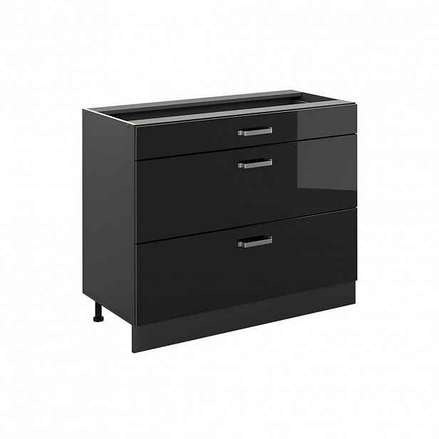 Vicco SPODNÍ SKŘÍŇKA KUCHYŇSKÉ LINKY R-Line, Černý vysoký lesk/Antracit, 100 cm bez pracovní desky