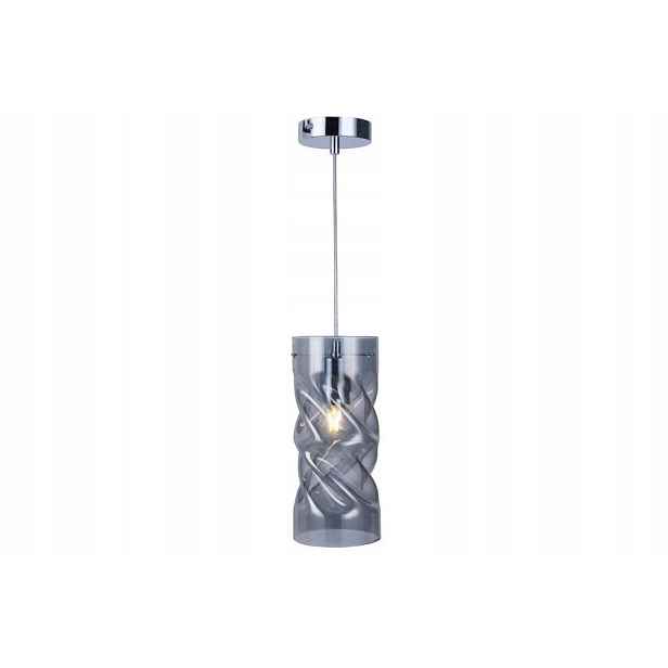 Závěsná lampa chromová ozdobná kouřová skleněná lampička do ložnice Reality