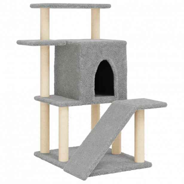 vidaXL Škrabadlo pro kočky se sisalovými sloupky světle šedé 97 cm