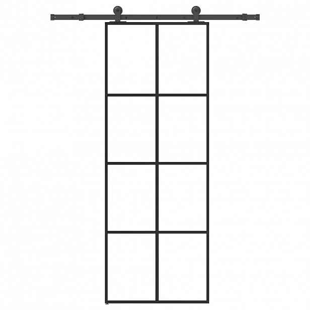 vidaXL Posuvné dveře s kováním 76x205 cm ESG sklo a hliník