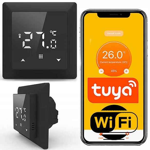 Pokojový termostat 16A Wifi Tuya Regulátor topení Černý